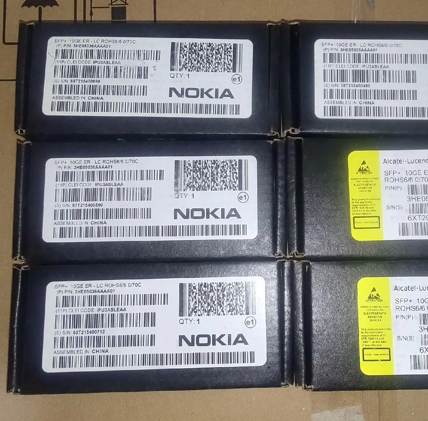 Original Alcatel-Lucent 3HE05036AA 01 SFP+ 10G ER transceiver, 10G Ethernet, 40km distance, 1550nm wavelength, fully tested with fast shipping