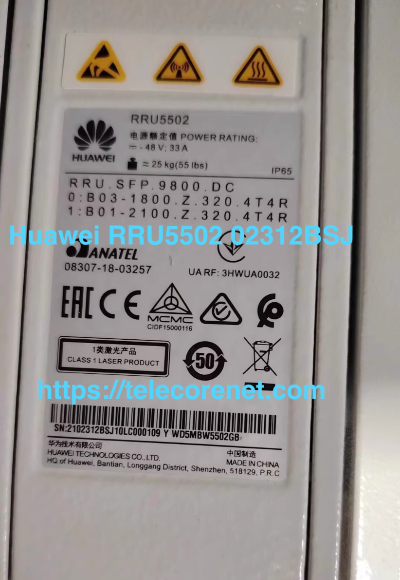 Huawei RRU5502 02312BSJ, original outdoor remote radio unit (4T4R, 1800/2100 MHz), tested quality, fast delivery